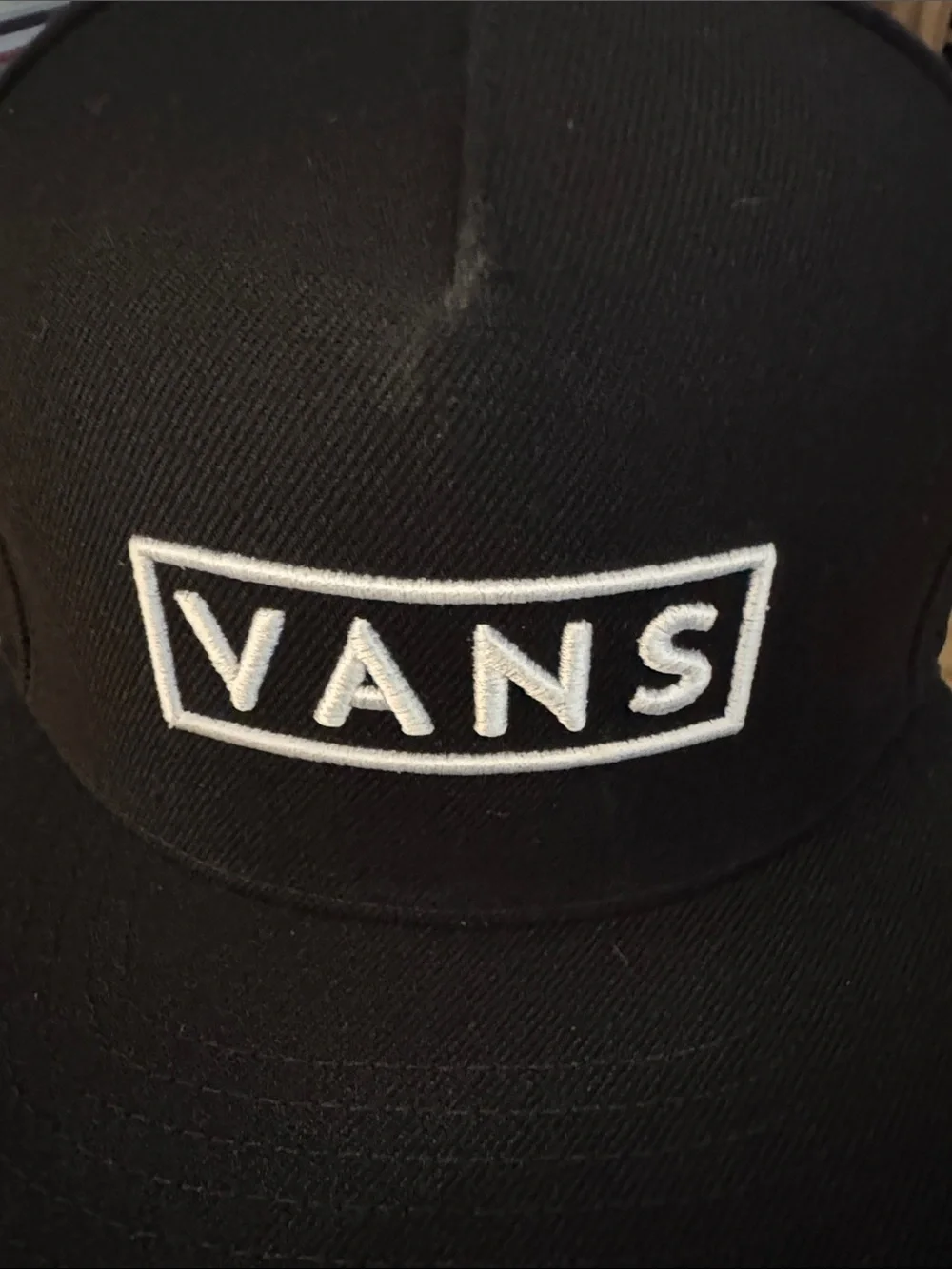Vans Black Snapback Hat with White Box Logo-Youth Size